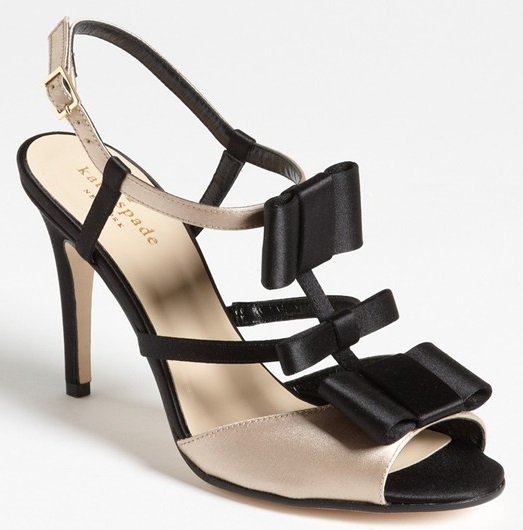 kate spade ivy sandals champagne black satin