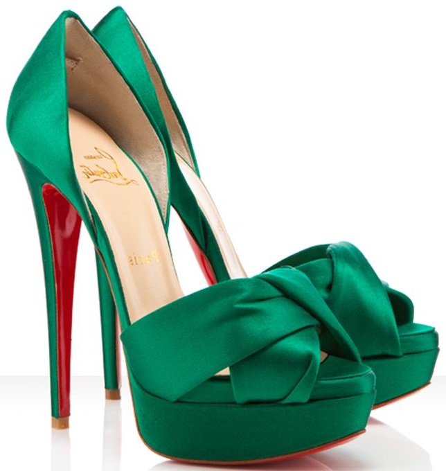 christian louboutin volpi green satin emerald