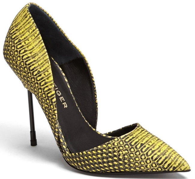 kurt geiger bond pumps snake yellow