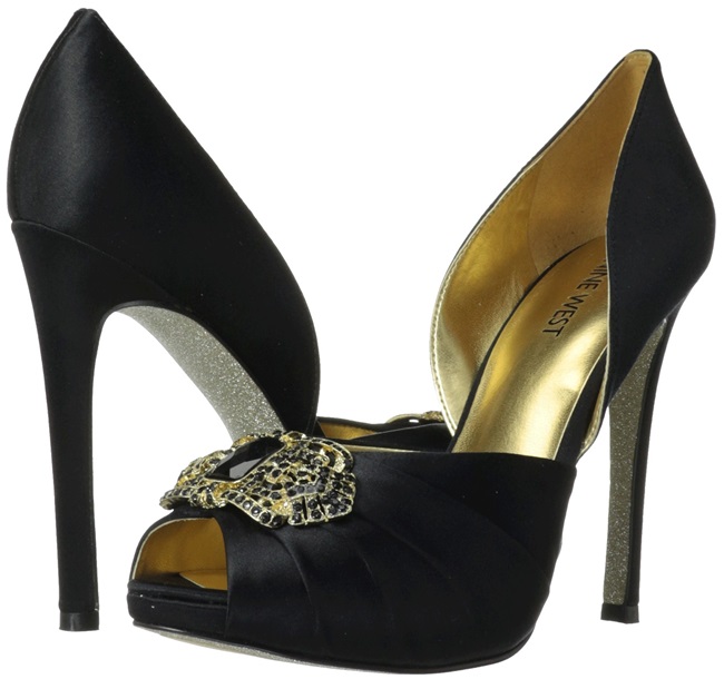 nine west adorette black satin pumps