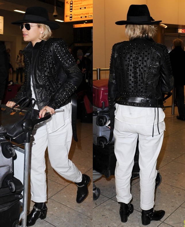 rita ora heathrow january 2014 saint laurent chain boots 2-horz