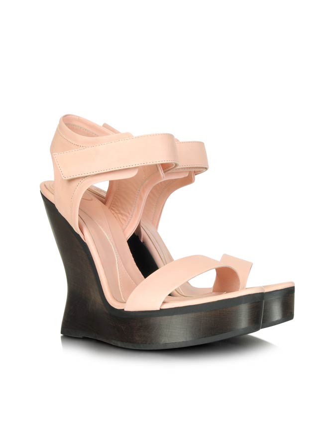 MCQ ALEXANDER MCQUEEN Pink Leather Platform Wedge Sandal - Shoes Post