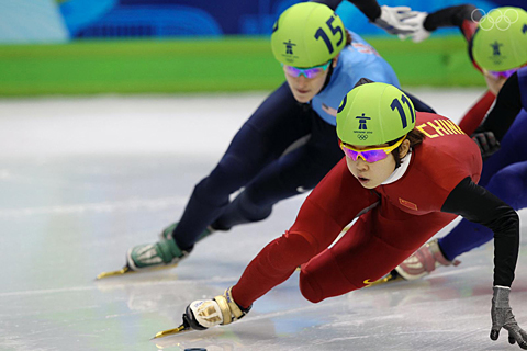 Vancouver 2010 Winter OG, Short track speed skating, 1000m Women - Final A, Meng WANG (CHN) 1st.