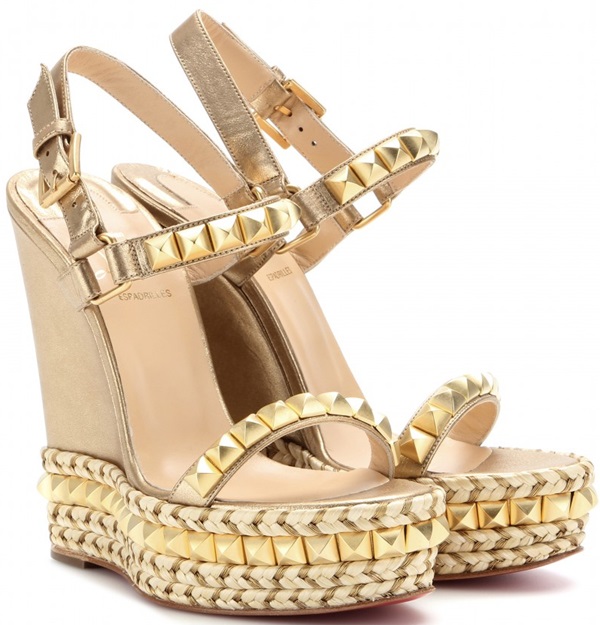 christian louboutin cataclou espadrille wedges in gold high