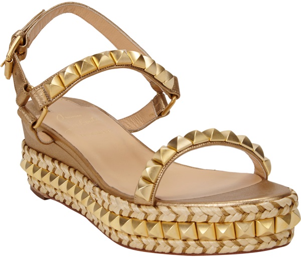 christian louboutin cataclou espadrille wedges in gold
