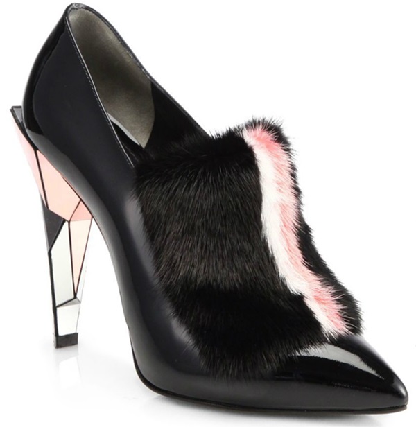 fendi fur trimmed patent mirror heel ankle boots 5
