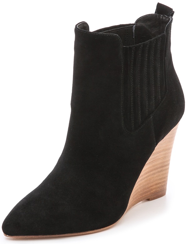 madison harding nero suede wedge booties