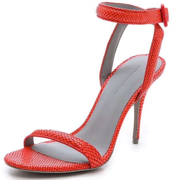 alexander wang antonia sandals textured cola red