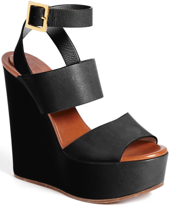 chloe central wedge sandals black