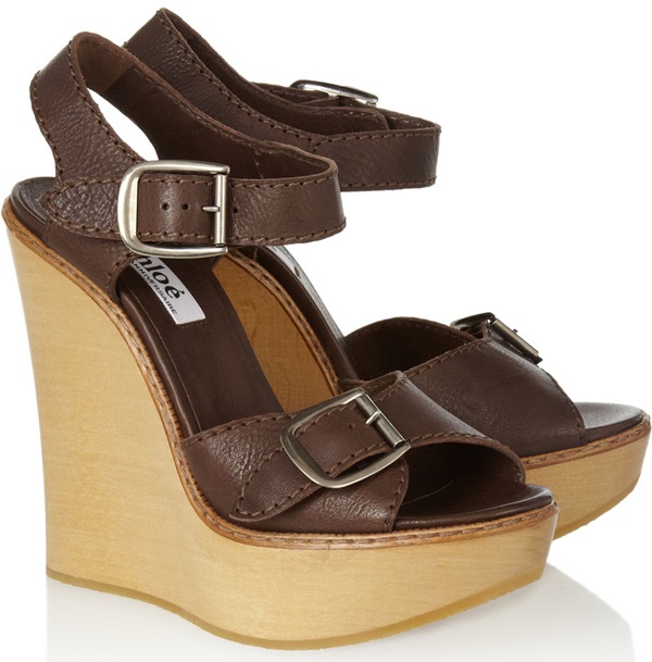 chloe wooden buckle wedge sandals 2