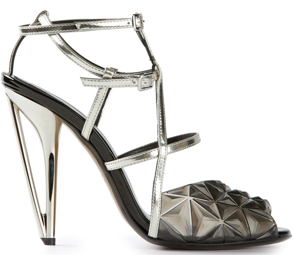 fendi textured mixed media sandals graphite