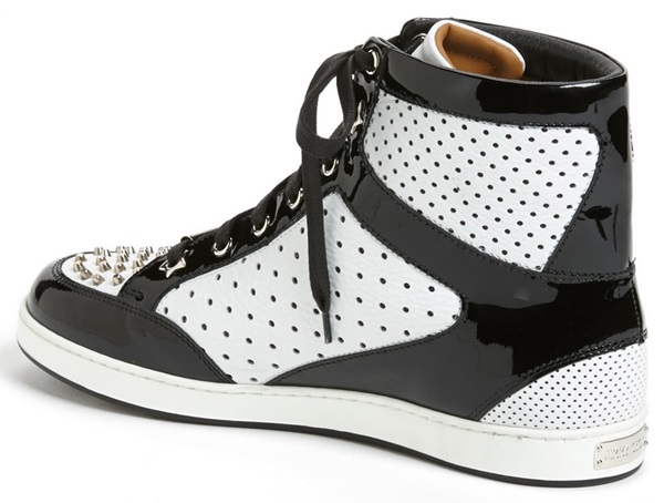jimmy choo toky studded sneakers high top perforated