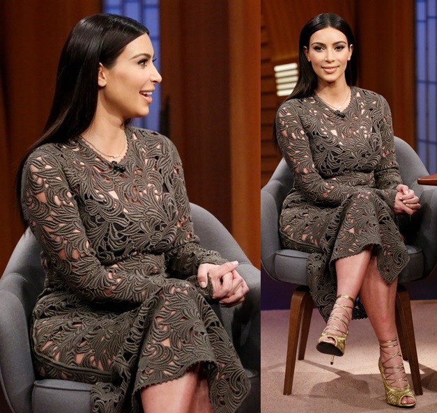 kim kardasian sheer lace dress seth meyers