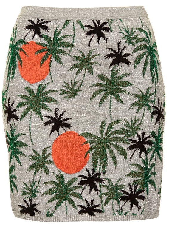 topshop palm tree knit skirt
