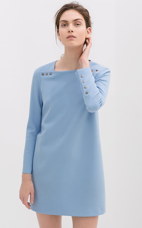 zara long sleeve dress iwth buttons