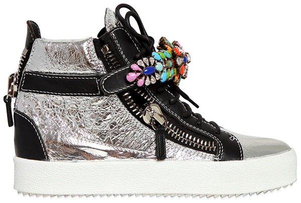 giuseppe zanotti london birel high top lace up sneakers jeweled 4 silver black