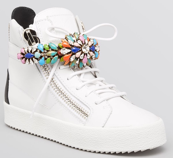 giuseppe zanotti london birel high top lace up sneakers jeweled