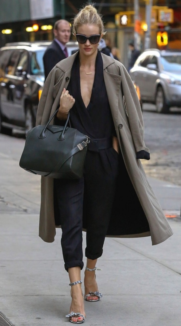 Rosie Huntington-Whiteley spotted wearing a trench coat while out and about in New York City