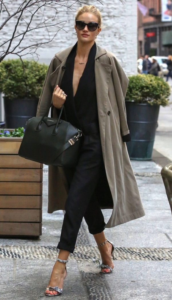 Rosie Huntington-Whiteley spotted wearing a trench coat while out and about in New York City