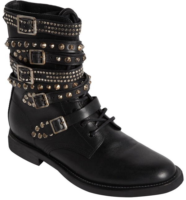 saint laurent signature rangers studded strappy boots