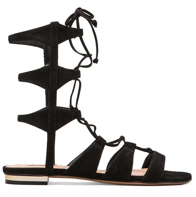 schutz erlina flat lace up sandals black