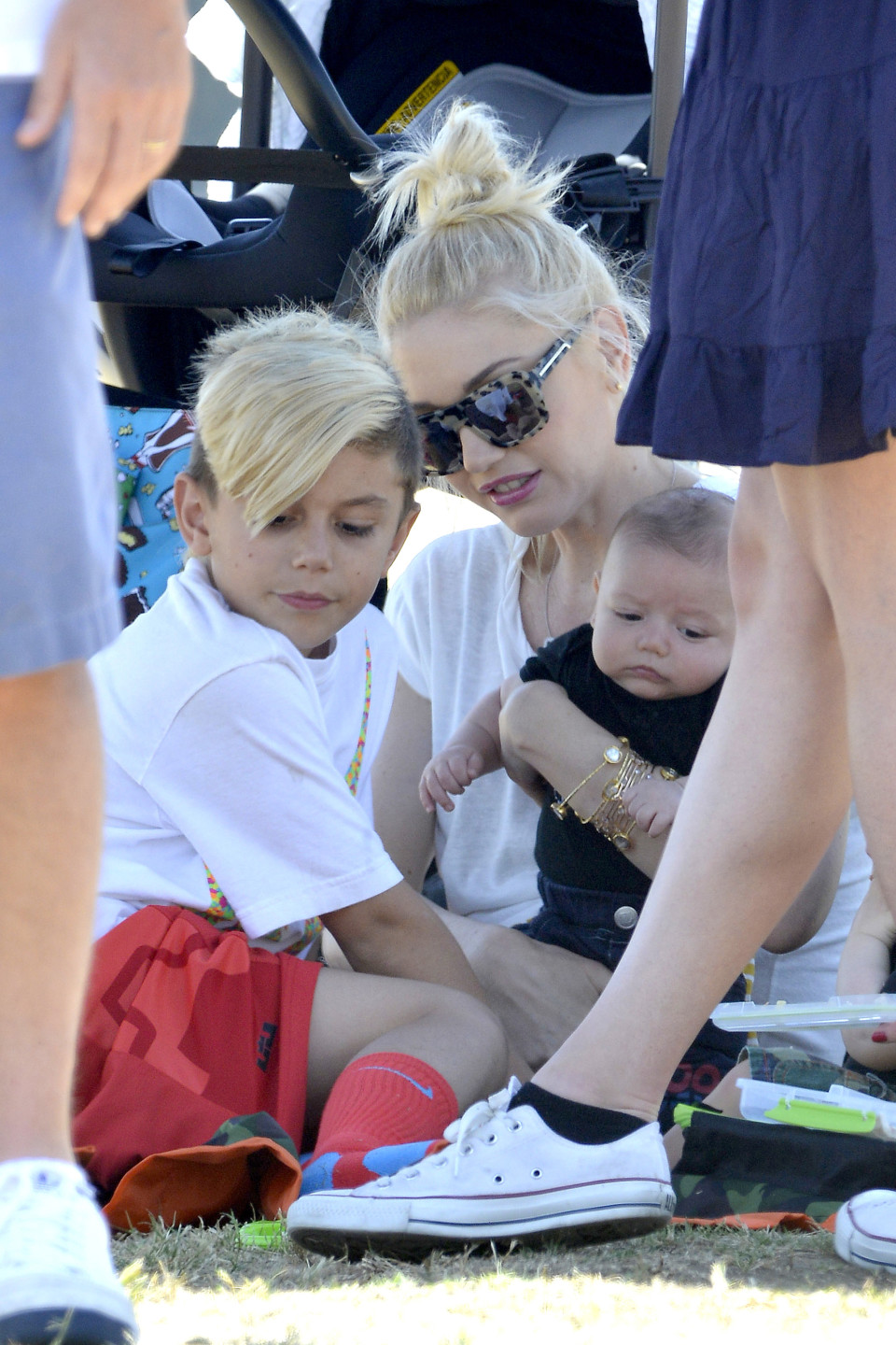 Gwen Stefani takes Apollo to the park for Zuma's Soccer Game