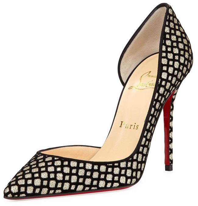 Christian Louboutin Iriza d'Orsay black metallic pattern