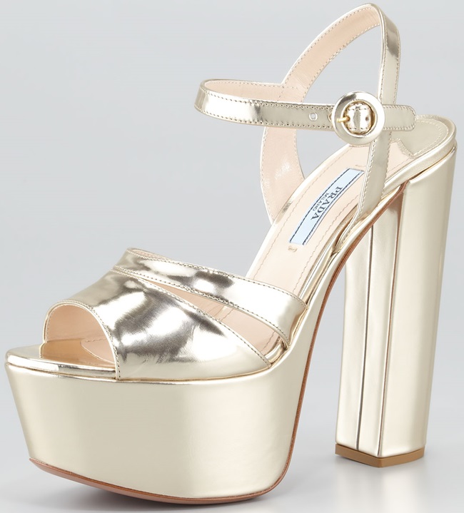 prada gold platform sandals