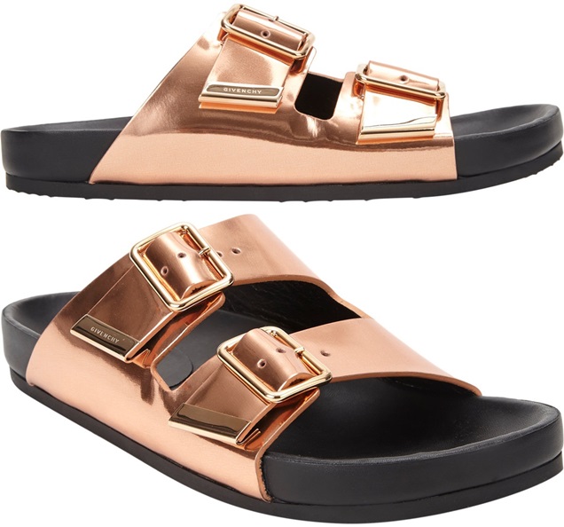 givenchy flat leather sandals in rose gold 2-vert