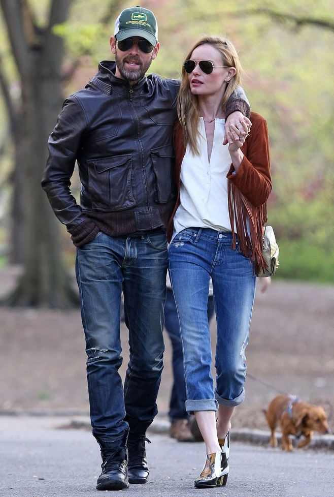 Kate Bosworth and husband Michael Polish seen taking a romantic stroll in Central Park