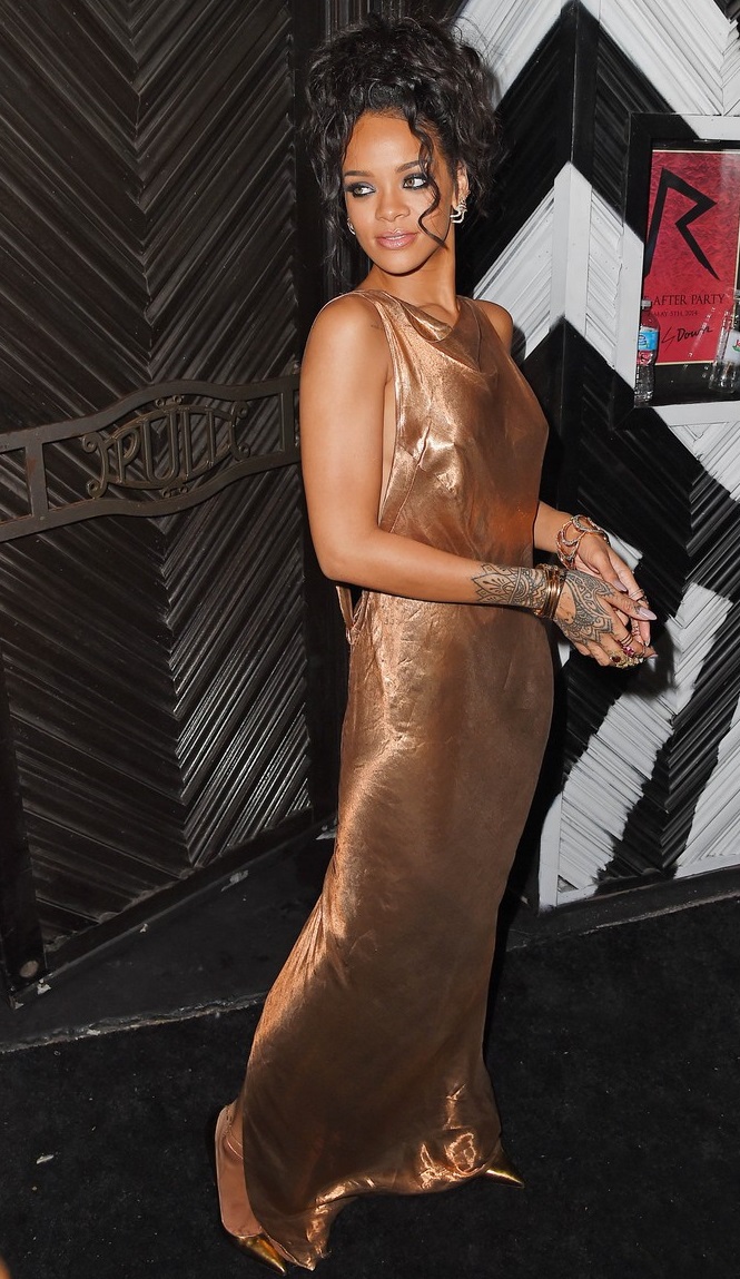 Rihanna is a golden goddess at Up & Down’s 2014 Met Gala Afterparty