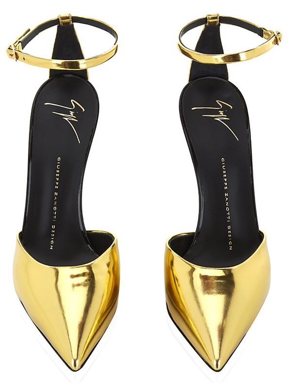 giuseppe zanotti pointy toe ankle strap d' orsay mule pointy pumps gold 2