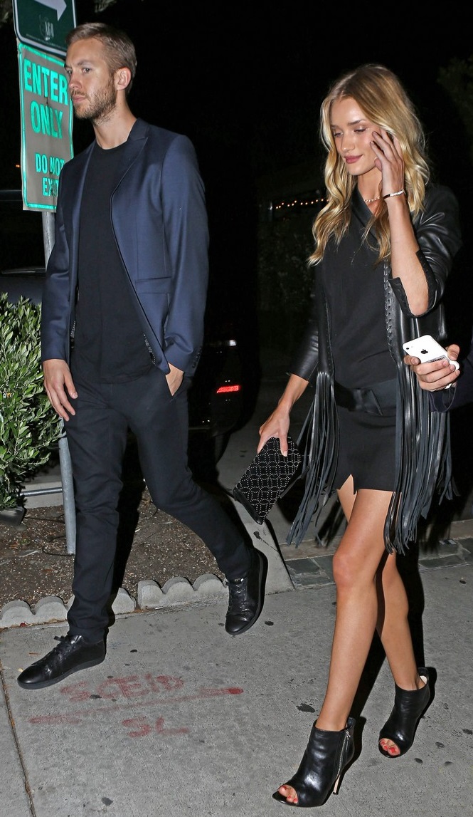 *EXCLUSIVE* Calvin Harris joins Rosie Huntington-Whiteley for dinner