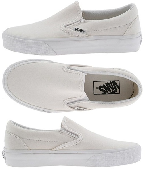 vans slip ons in true white