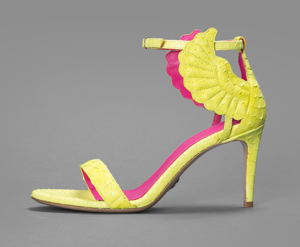 OSCAR TIYE PYTHON LEATHER SANDAL WITH WING DETAILS AT ANKLE 2