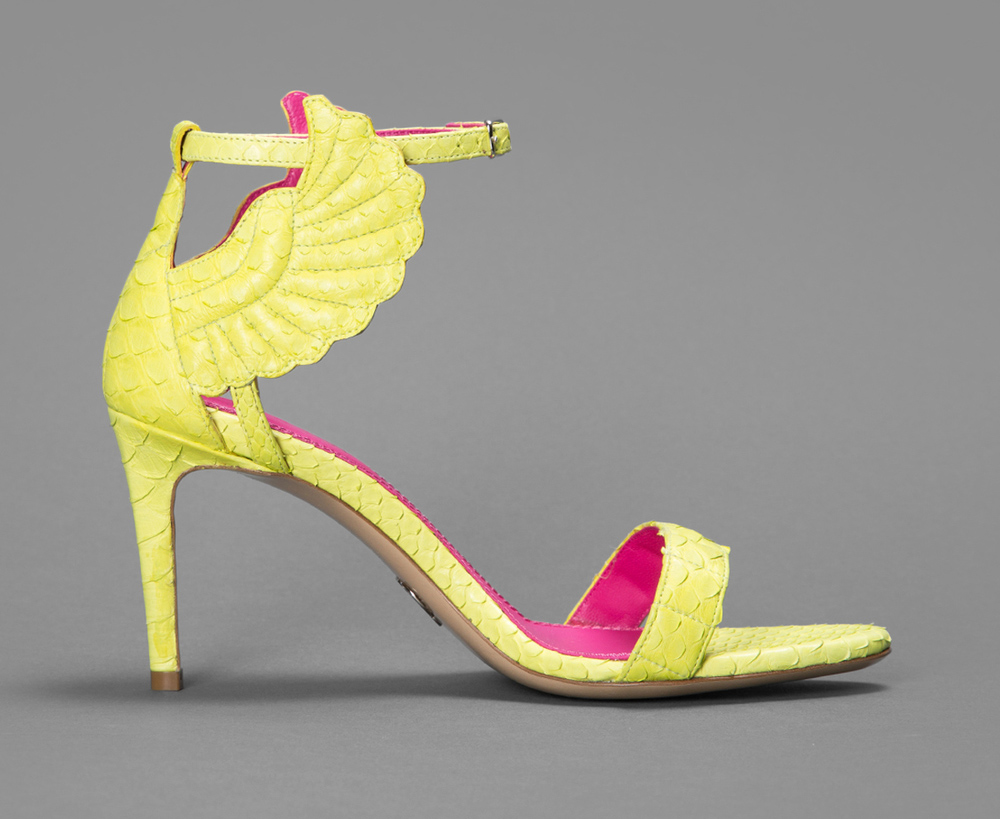 OSCAR TIYE PYTHON LEATHER SANDAL WITH WING DETAILS AT ANKLE