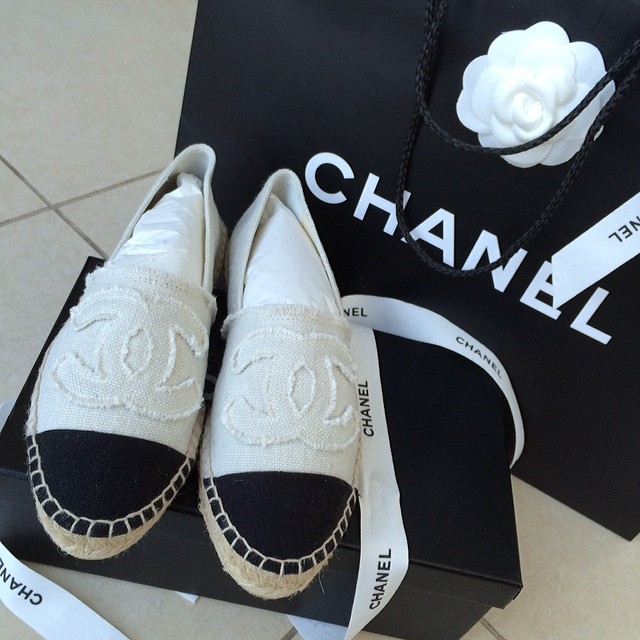 chanel espadrille slip on canvas sneakers