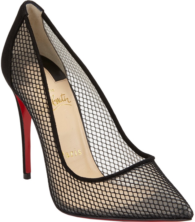 christian louboutin follies resille black mesh suede