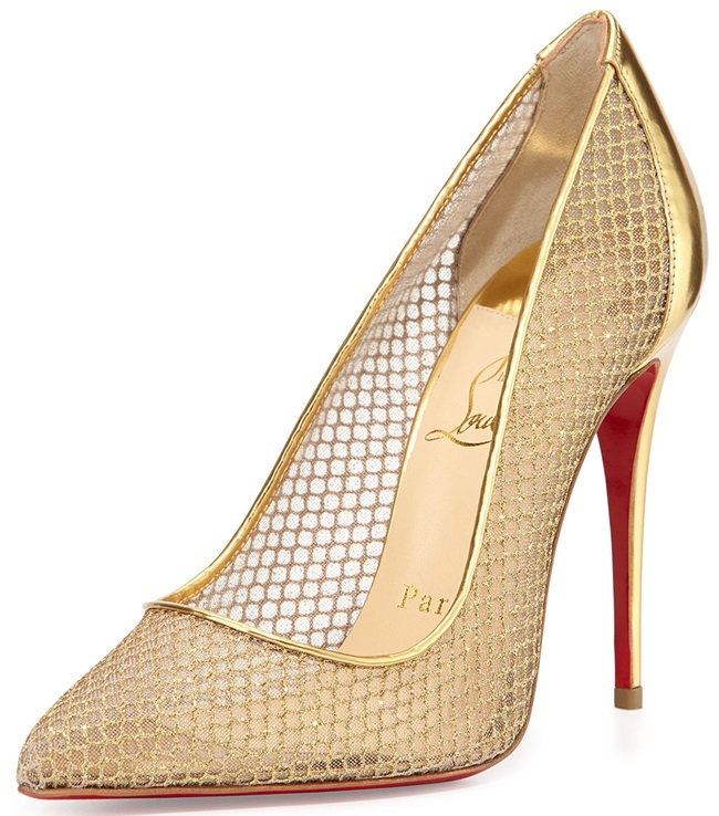 christian louboutin follies resille glitter fishnet pumps