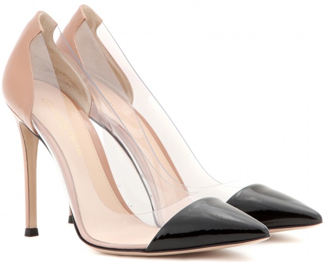 gianvito rossi plexi pvc cap toe pumps  two tone