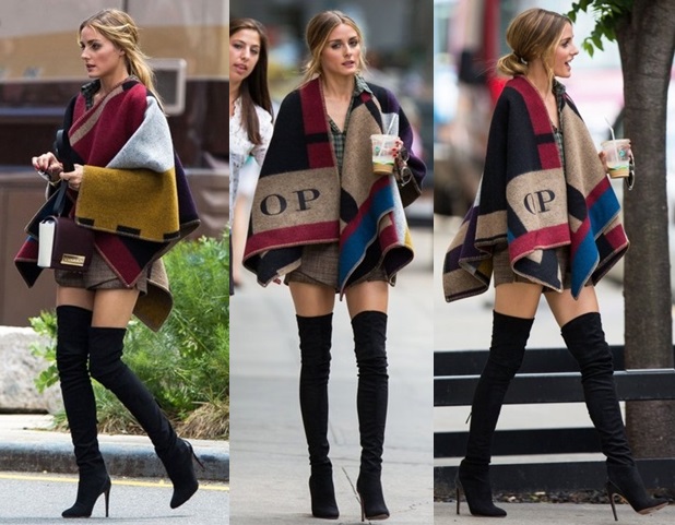 Olivia Palermo - Personalised Burberry poncho blanket - Celebs