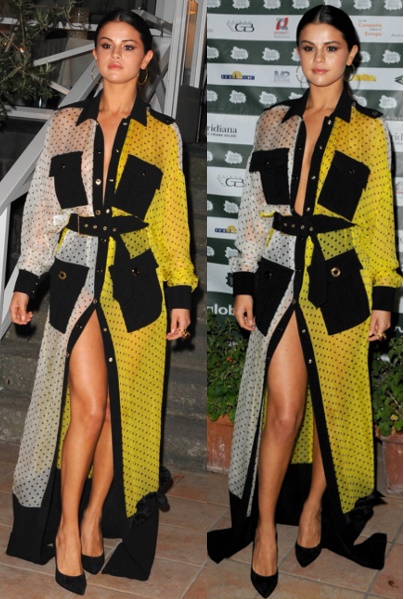 selena-gomez-yellow-and-black-dress-rudderless-screening-ischia