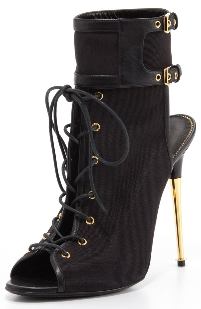 tom ford stretch canvas lace up booties