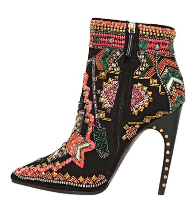 Emilio Pucci 115MM SUEDE EMBROIDERED ANKLE BOOTS 2