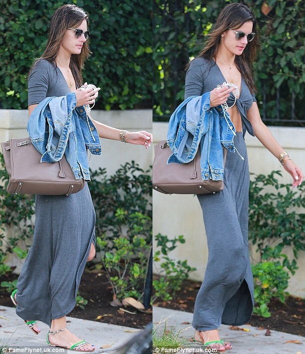 alessandra ambrosio cutout maxi dress flat strappy sandals 2-horz