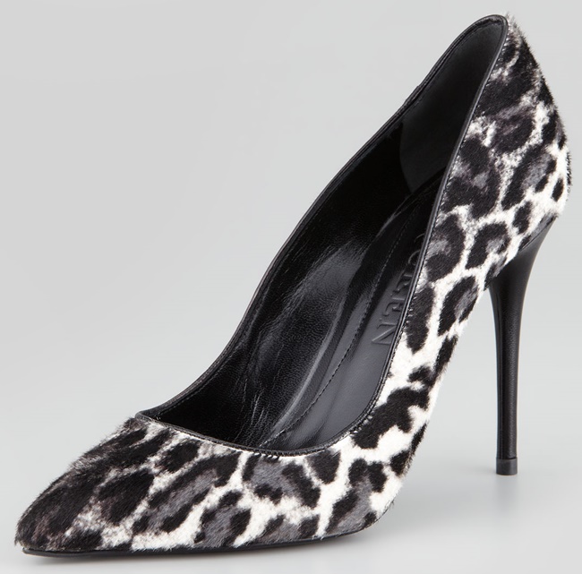 alexander mcqueen calfhair leopard print pumps