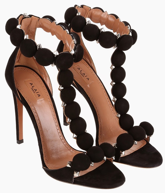 azzedine alaia black suede stud t-strap sandals 2