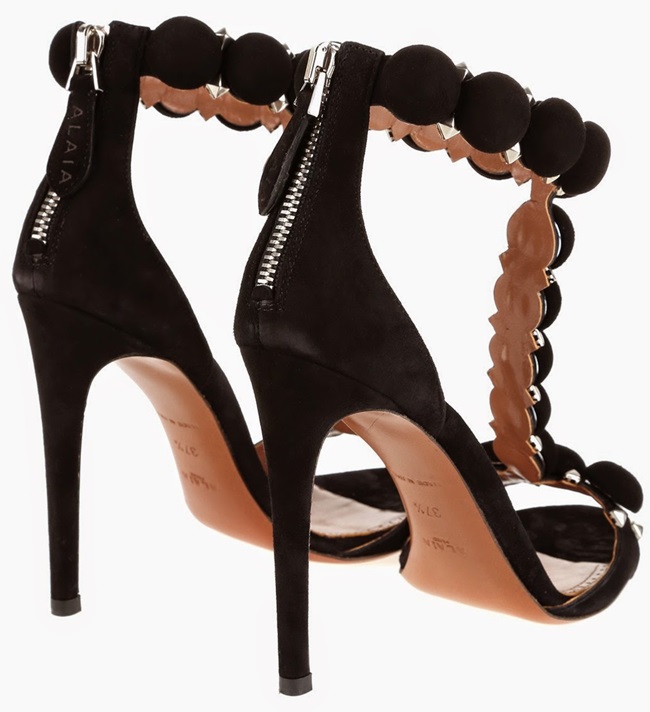 azzedine alaia black suede stud t-strap sandals 3