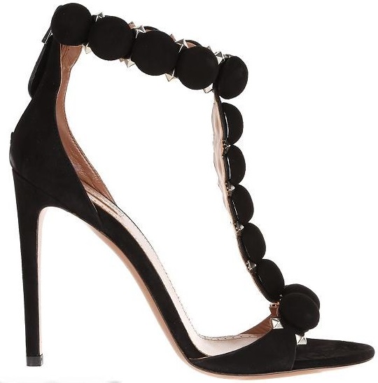 azzedine alaia black suede stud t-strap sandals2