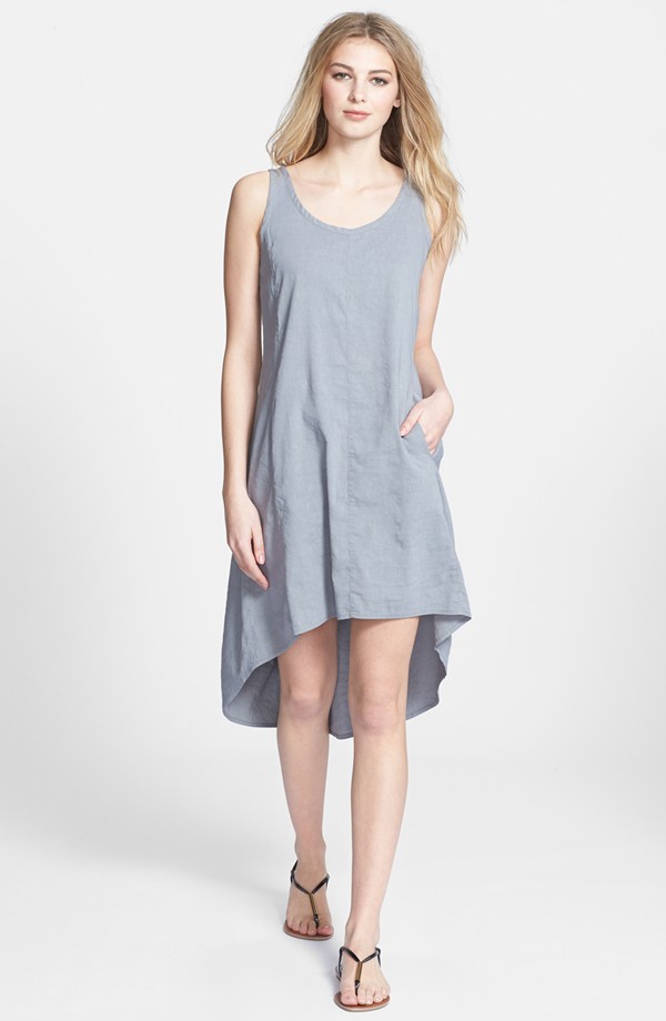 eileen fisher organic linen scoop neck dress